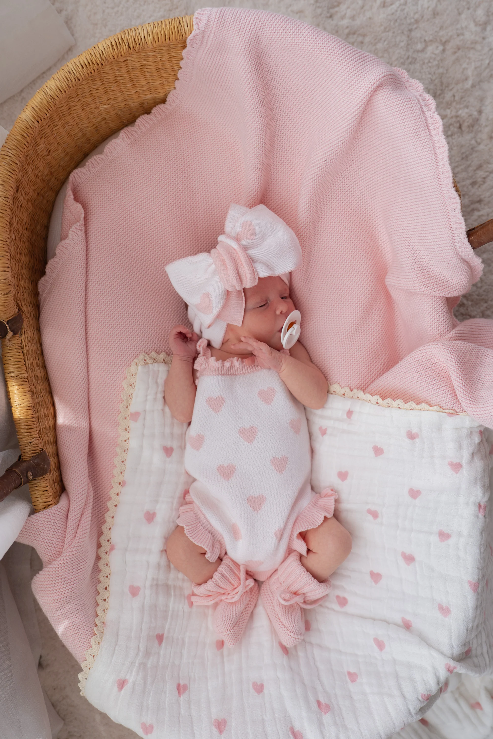 Knit Singlet Romper | Pink Hearts - Image 7