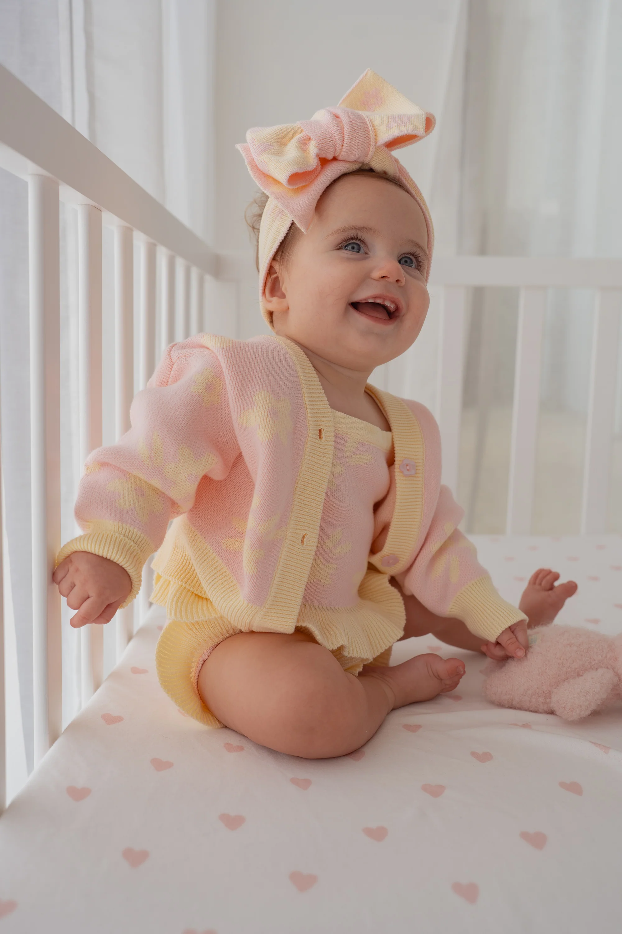 Knitted Cardigan | Daisy Floral Lemon - Image 6