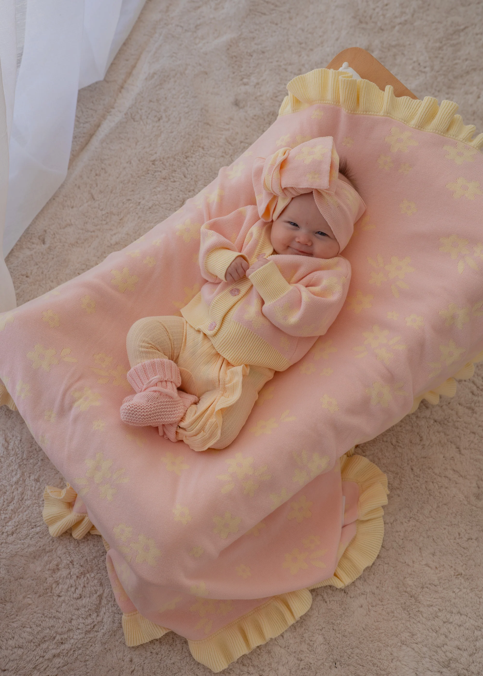 Knitted Cardigan | Daisy Floral Lemon - Image 7