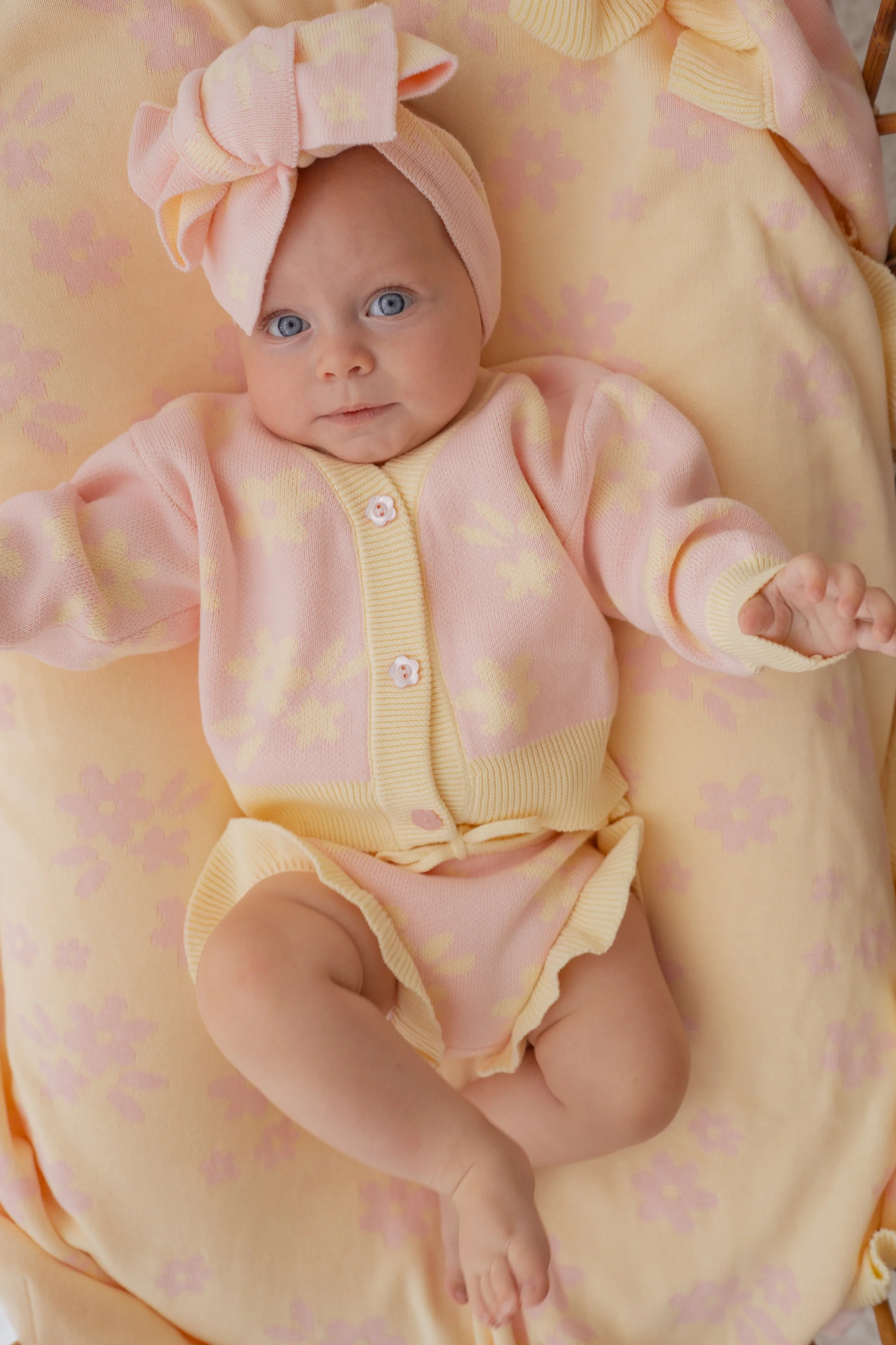 Knitted Cardigan | Daisy Floral Lemon - Image 8