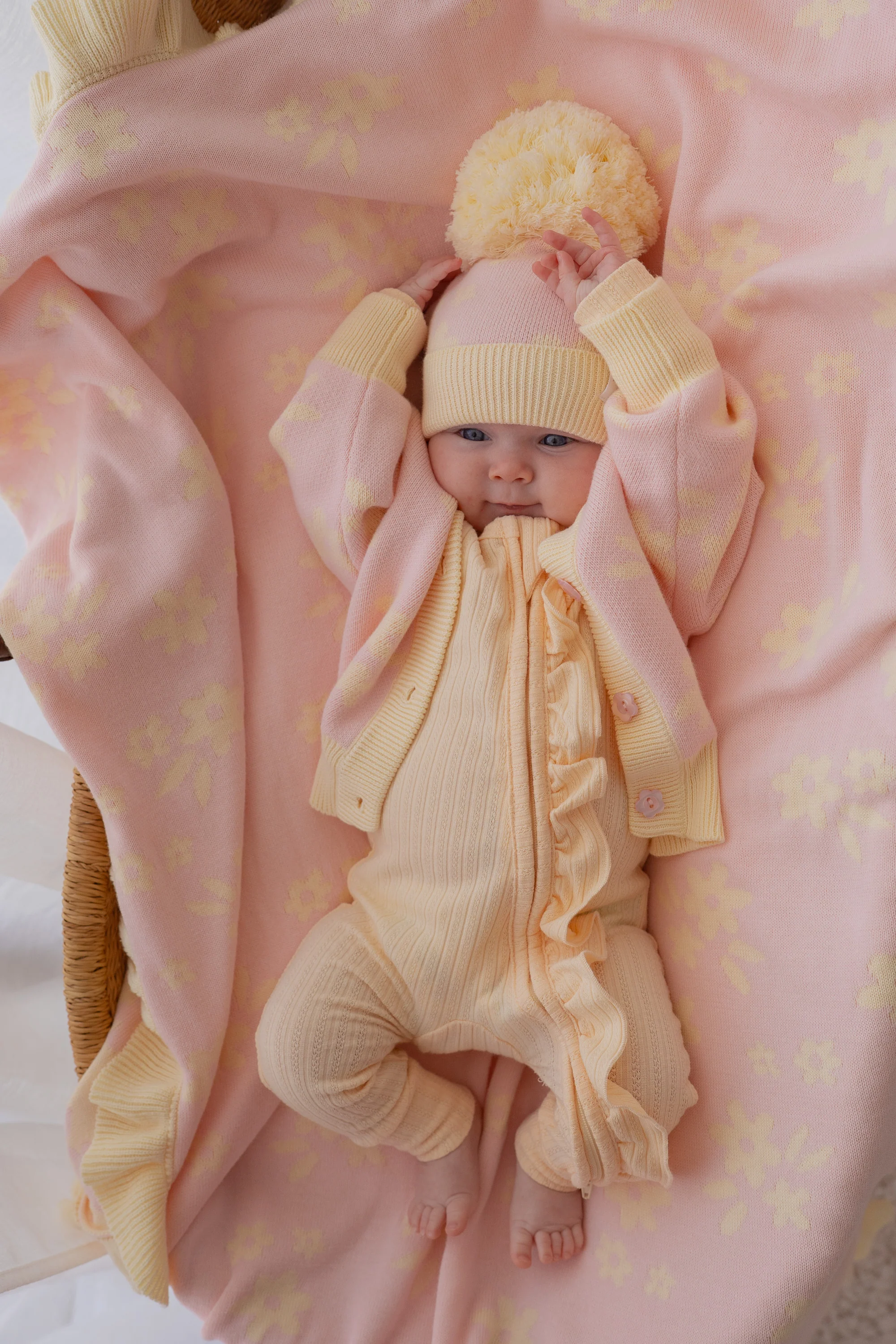 Knitted Cardigan | Daisy Floral Lemon - Image 9