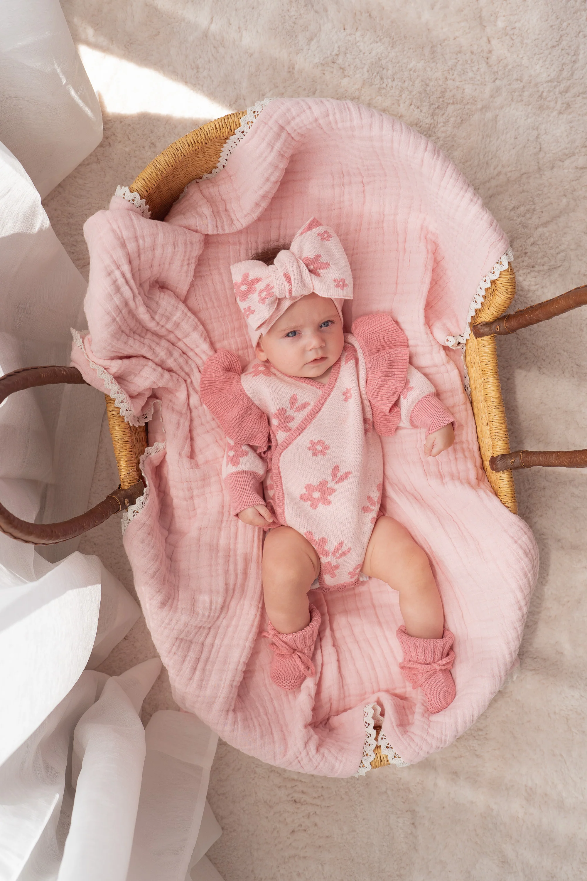 Knit Kimono | Daisy Floral Strawberry - Image 4