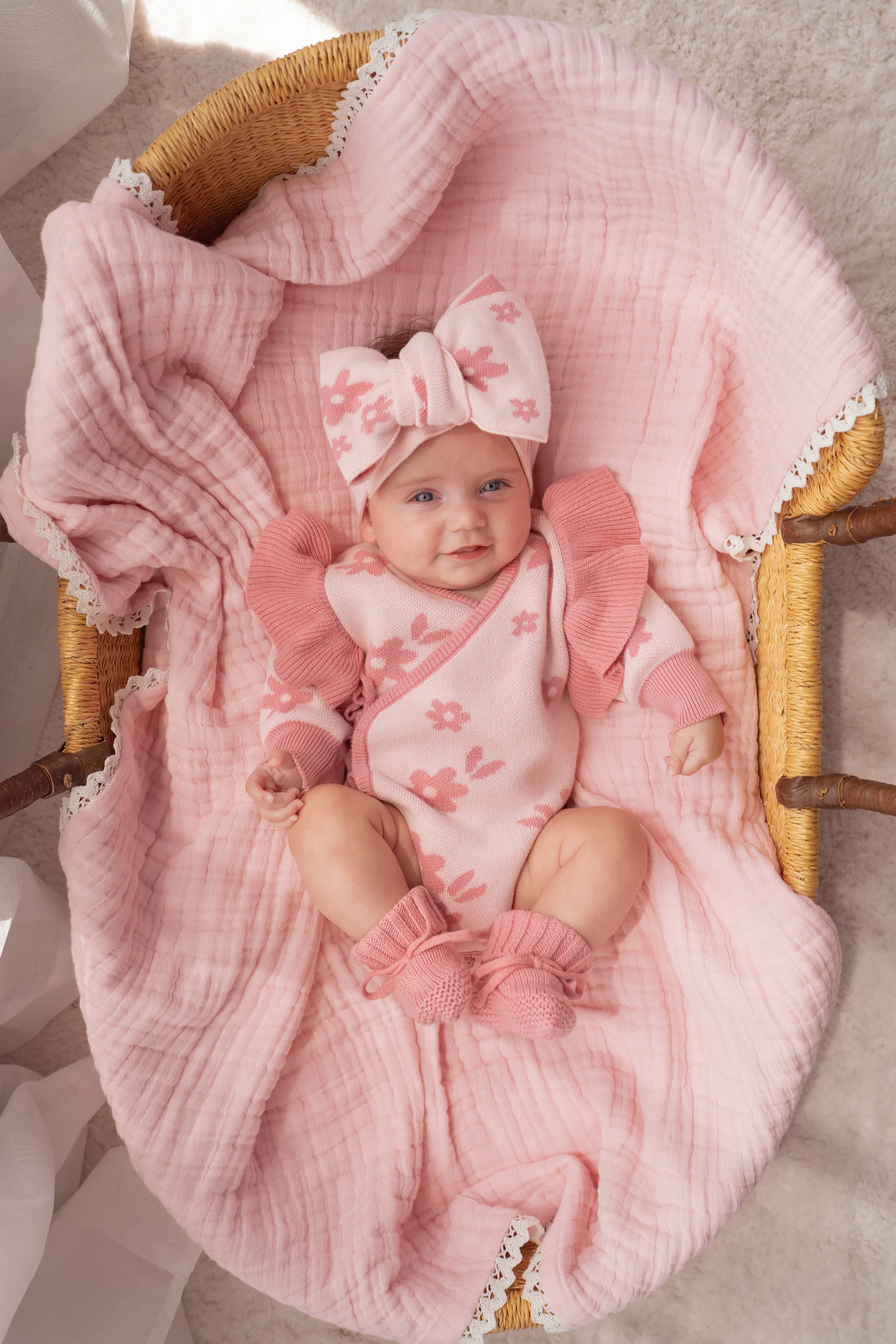 Knit Kimono | Daisy Floral Strawberry - Image 5