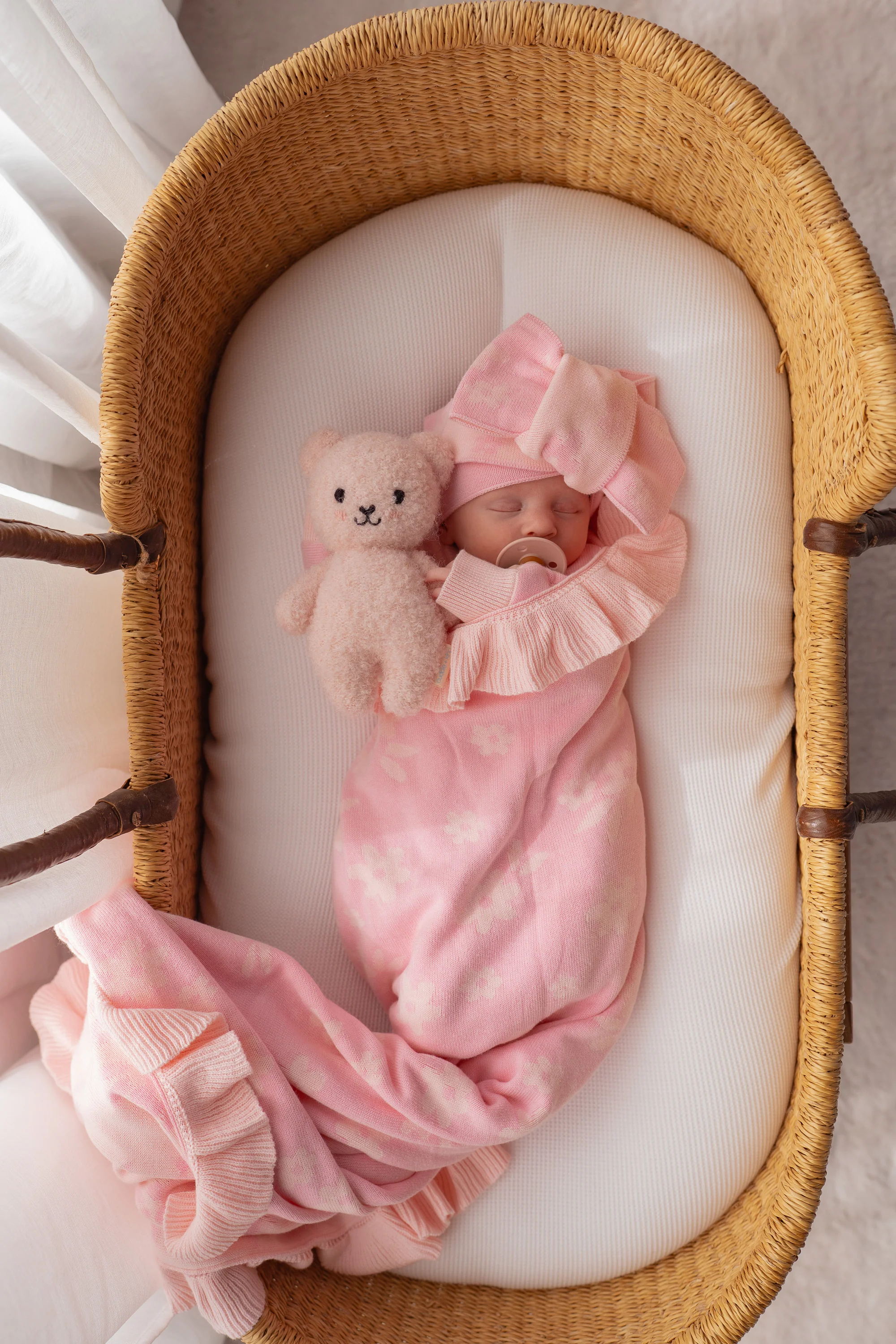 Knitted Oversized Topknot | Daisy Floral Pink - Image 3