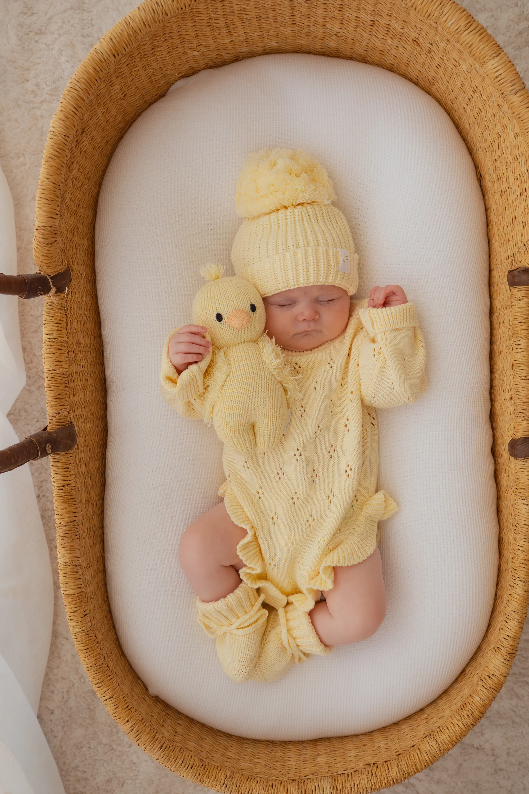 Knitted Pom Beanie | Lemon - Image 3