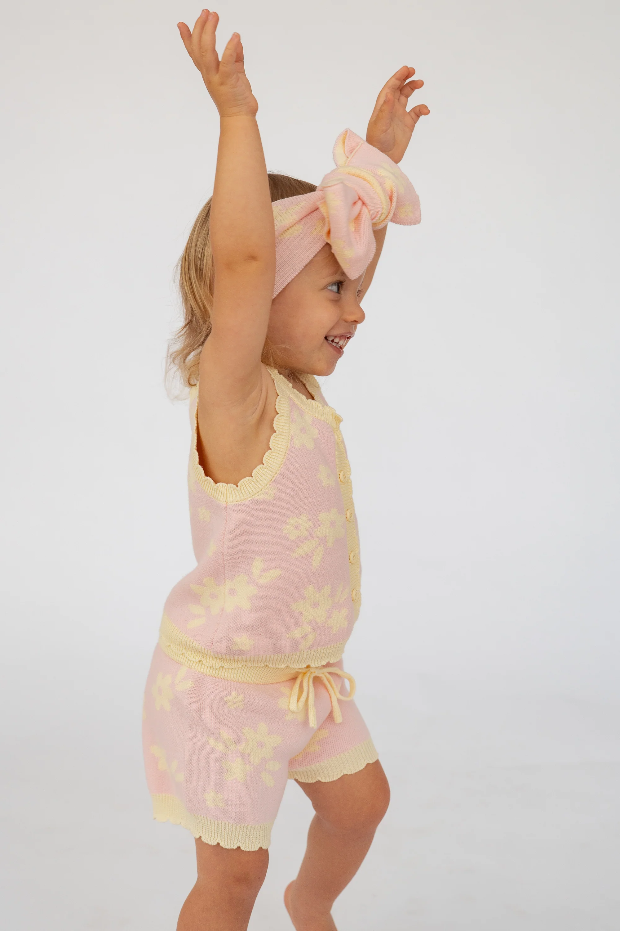 Knitted Shorts | Daisy Floral Lemon - Image 3