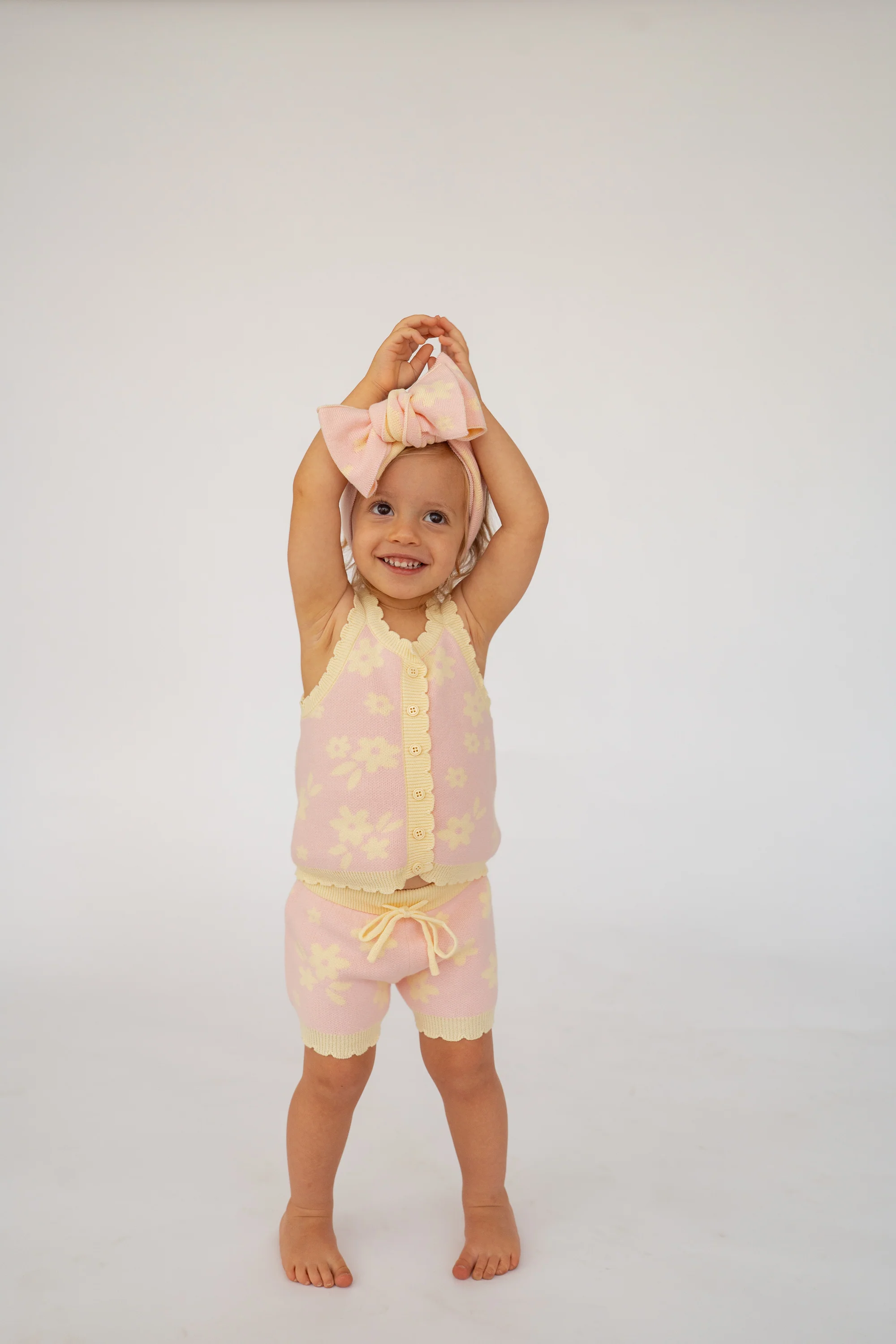 Knitted Shorts | Daisy Floral Lemon - Image 4