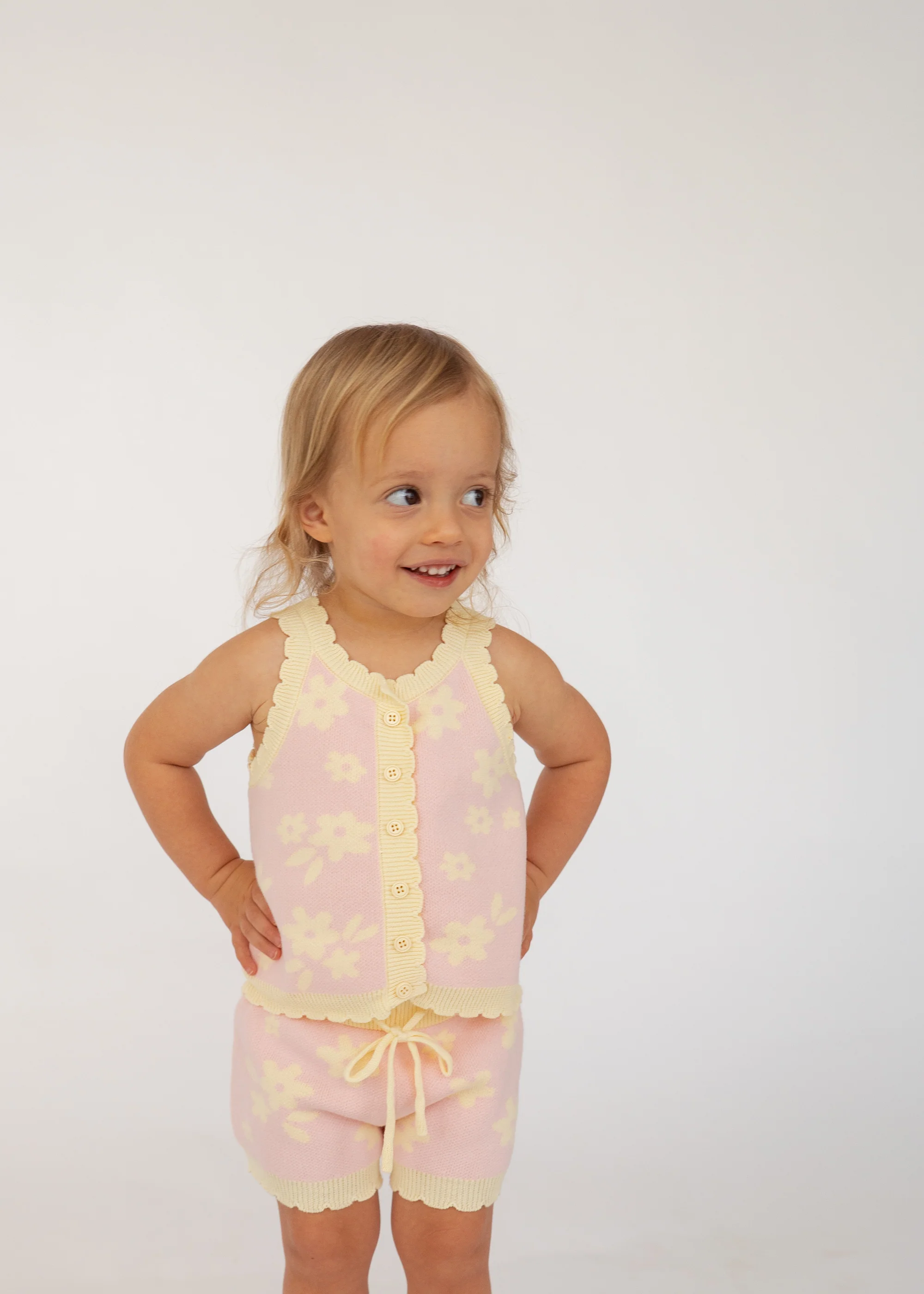 Knitted Shorts | Daisy Floral Lemon - Image 6