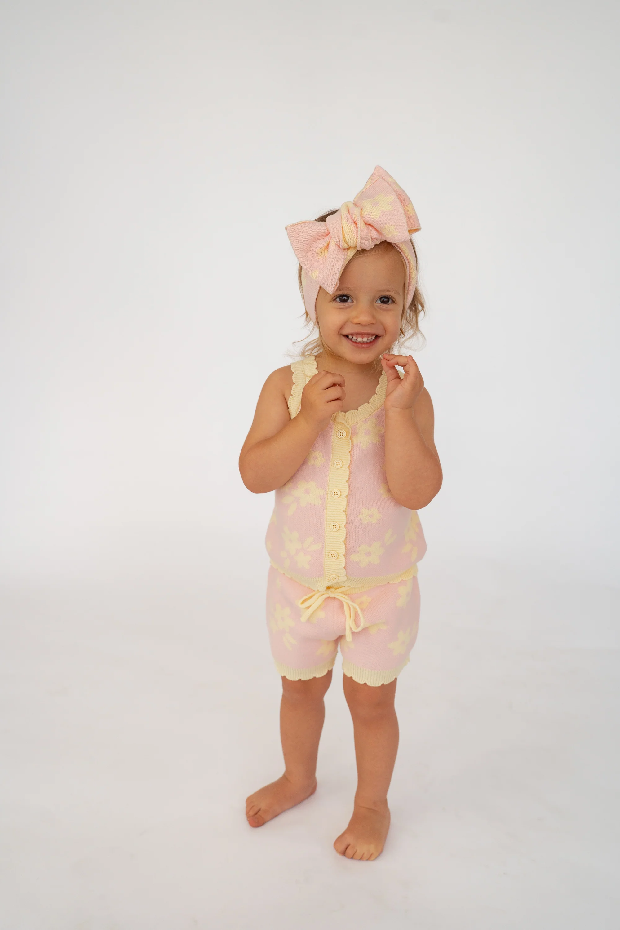 Knitted Shorts | Daisy Floral Lemon - Image 7