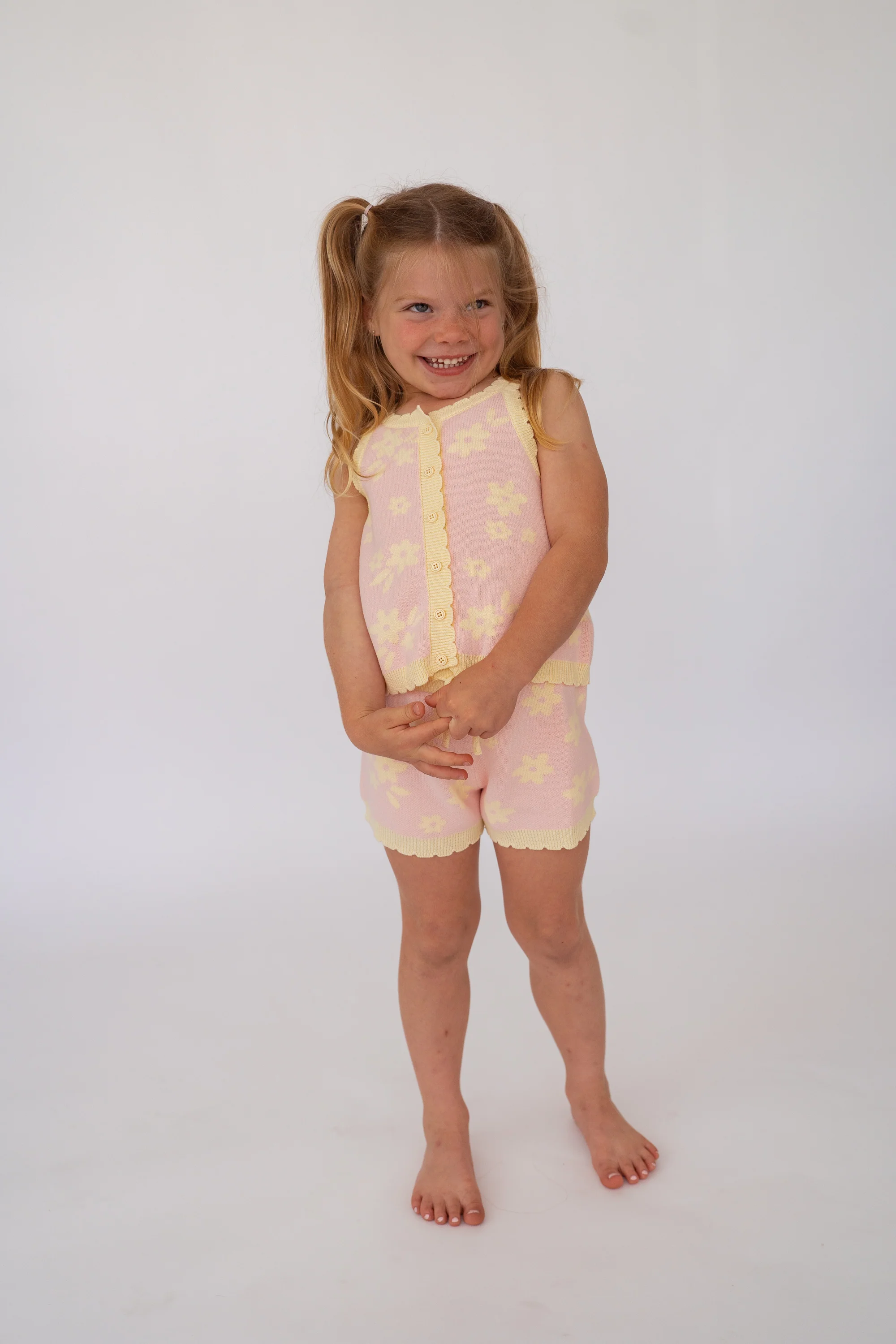 Knitted Shorts | Daisy Floral Lemon - Image 8