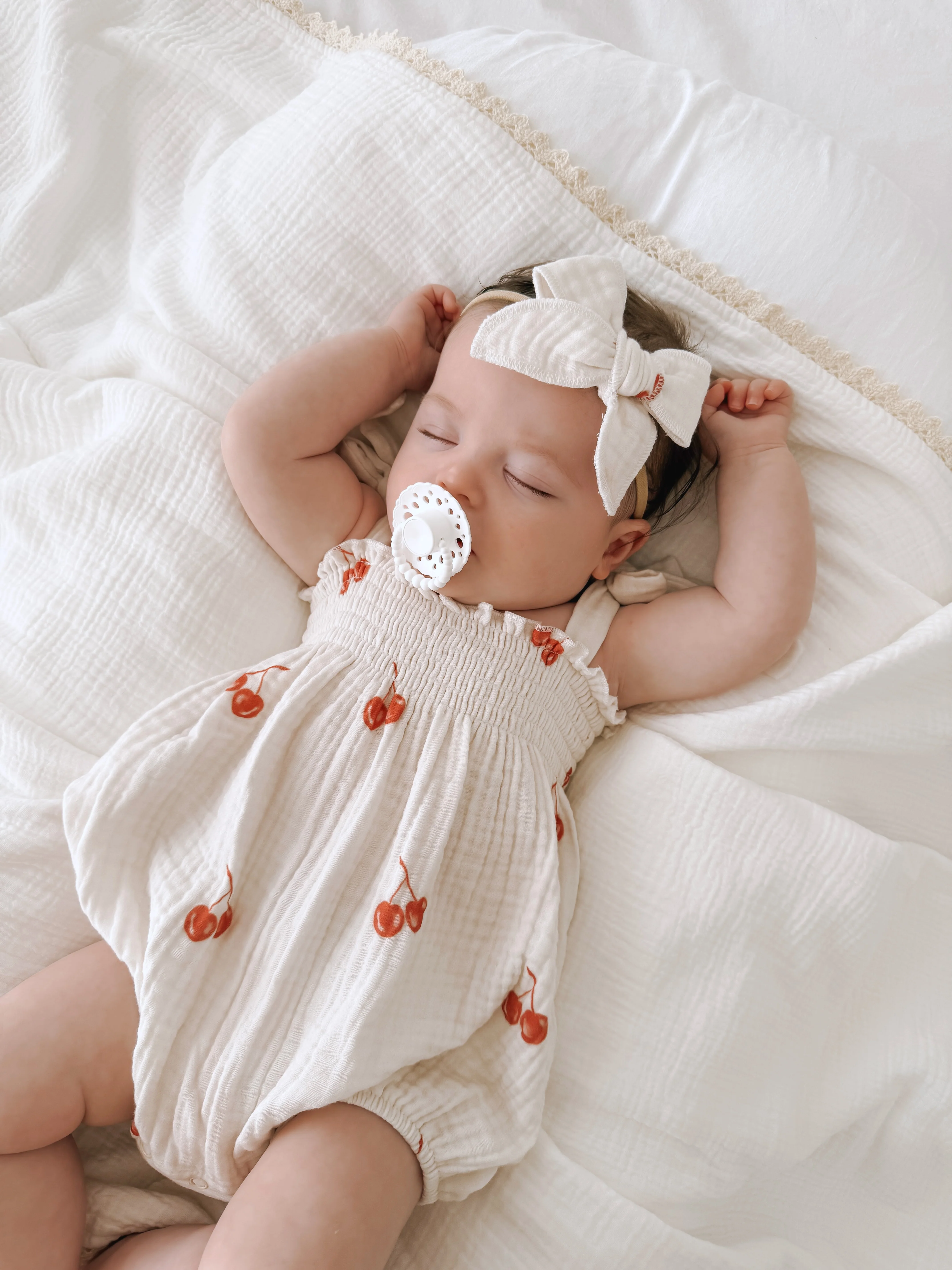 Tie Muslin Romper | Red Cherries - Image 4