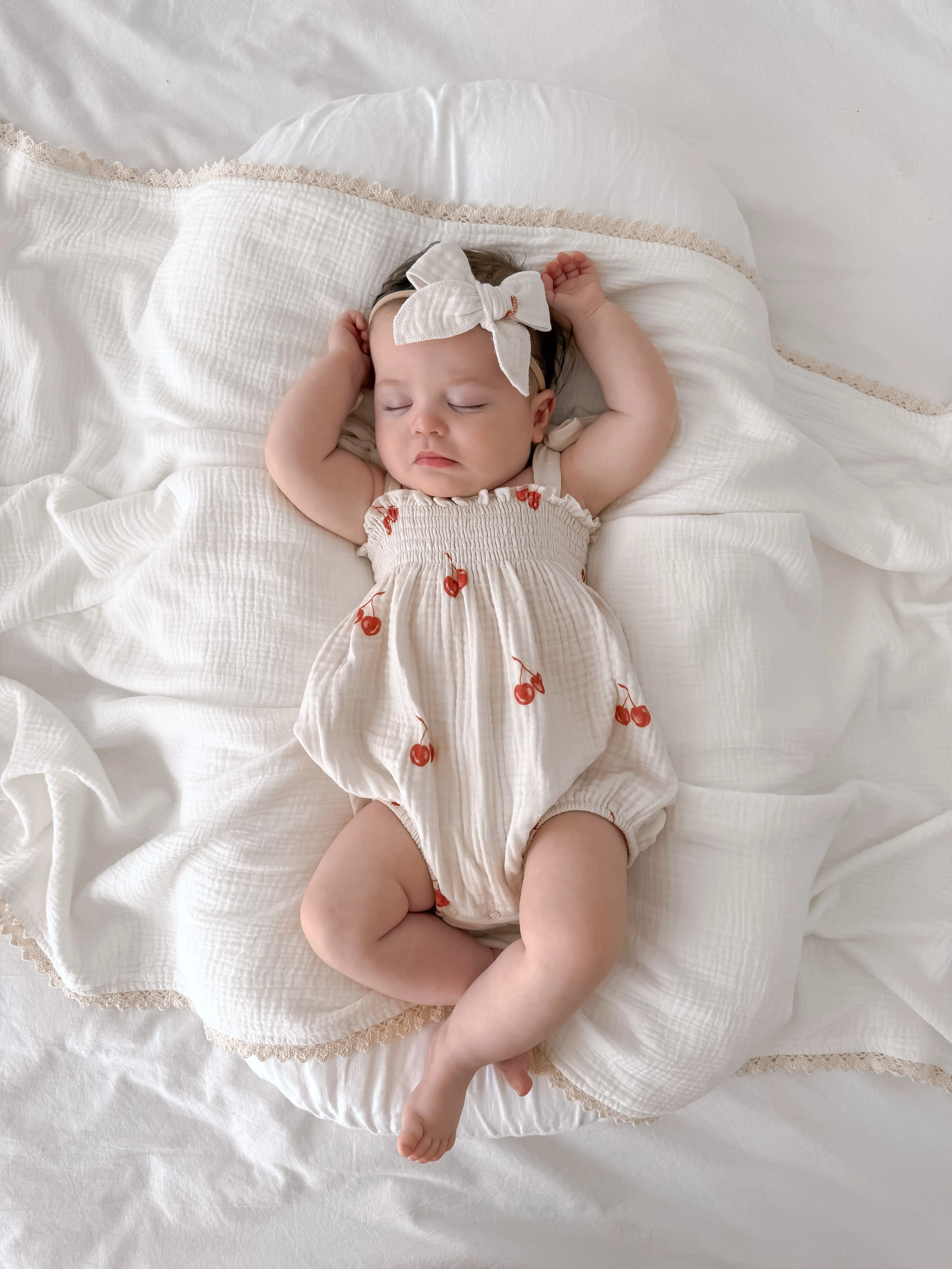 Tie Muslin Romper | Red Cherries - Image 5