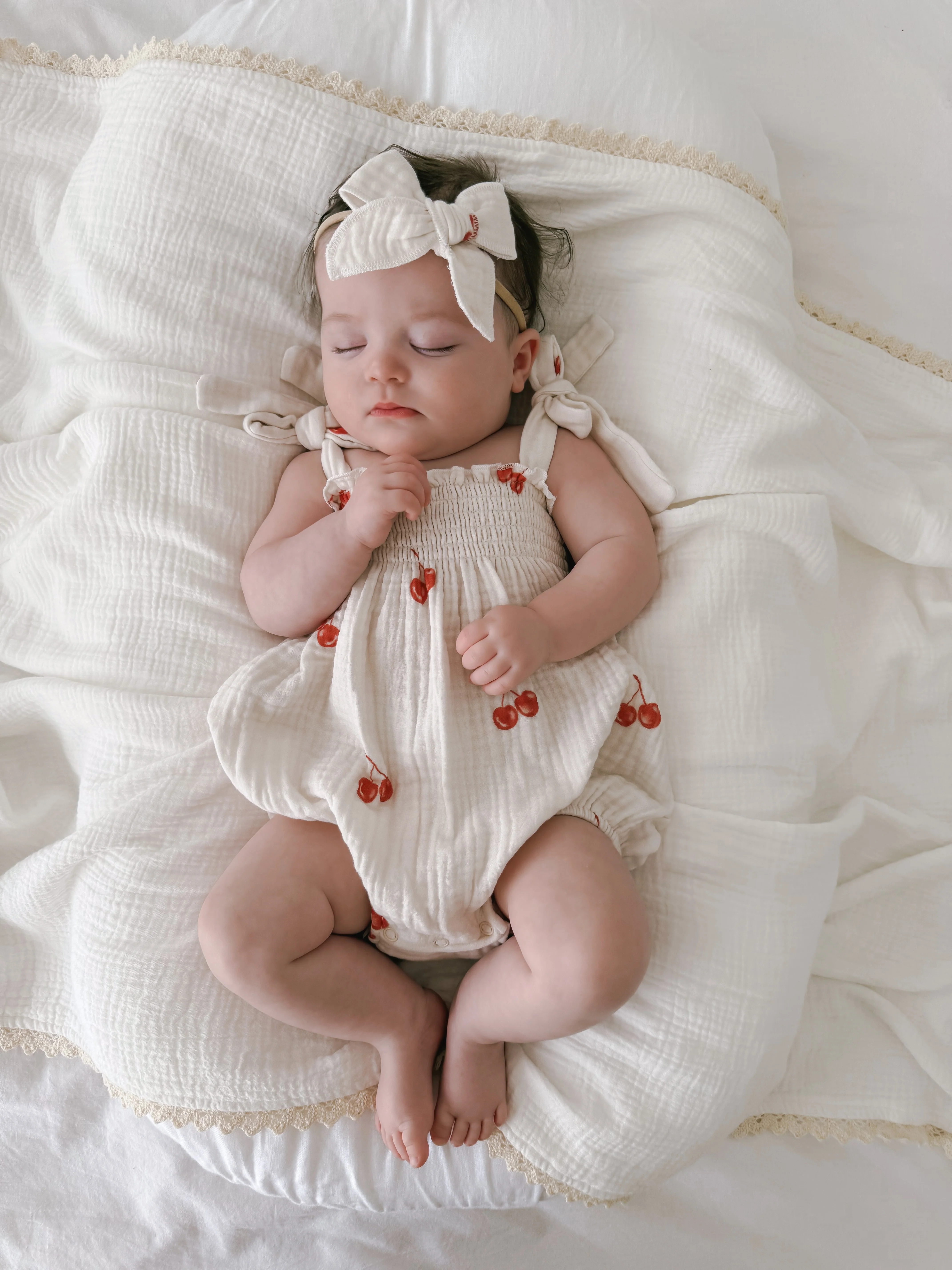 Tie Muslin Romper | Red Cherries - Image 7