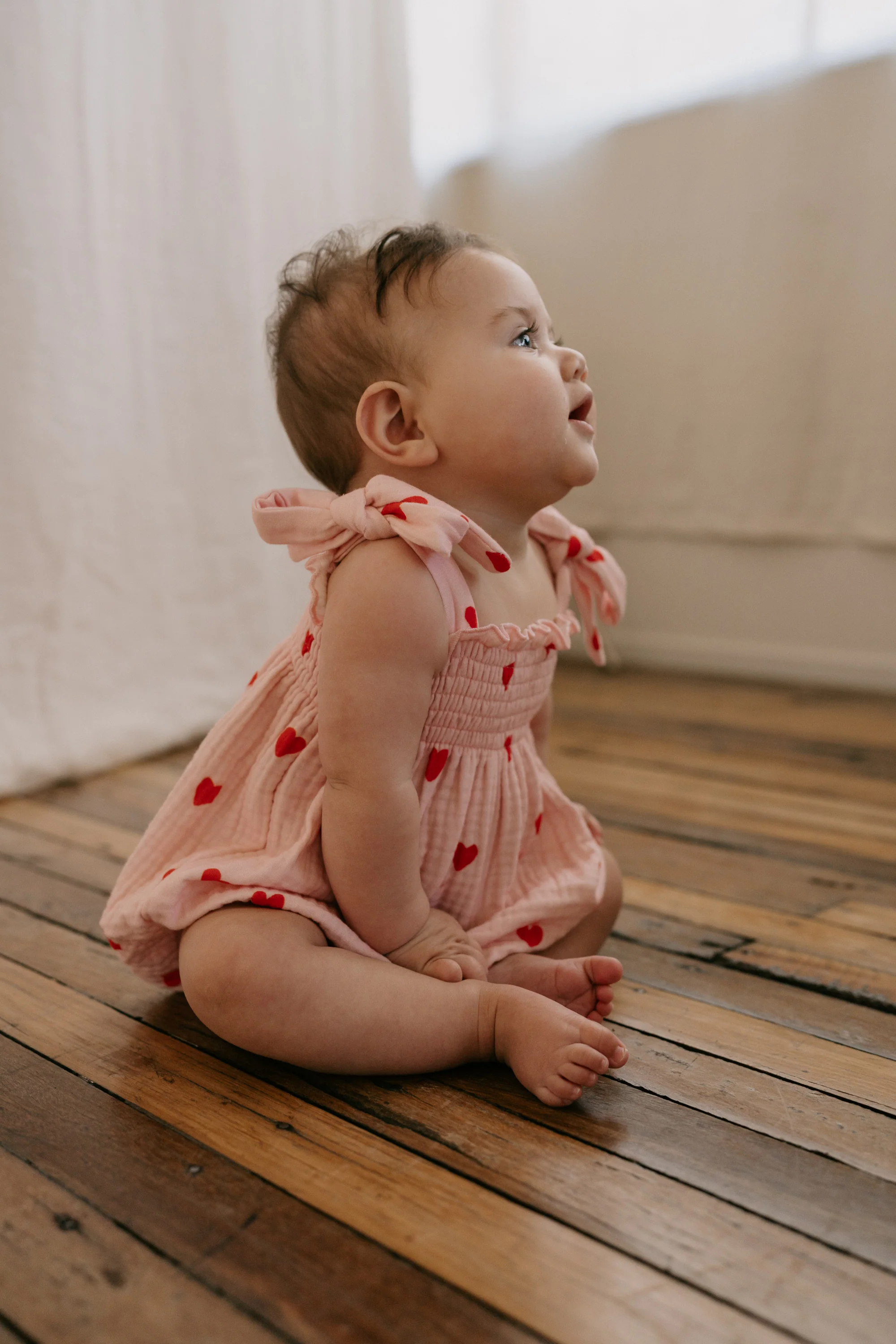 Tie Muslin Romper | Red Hearts - Image 4