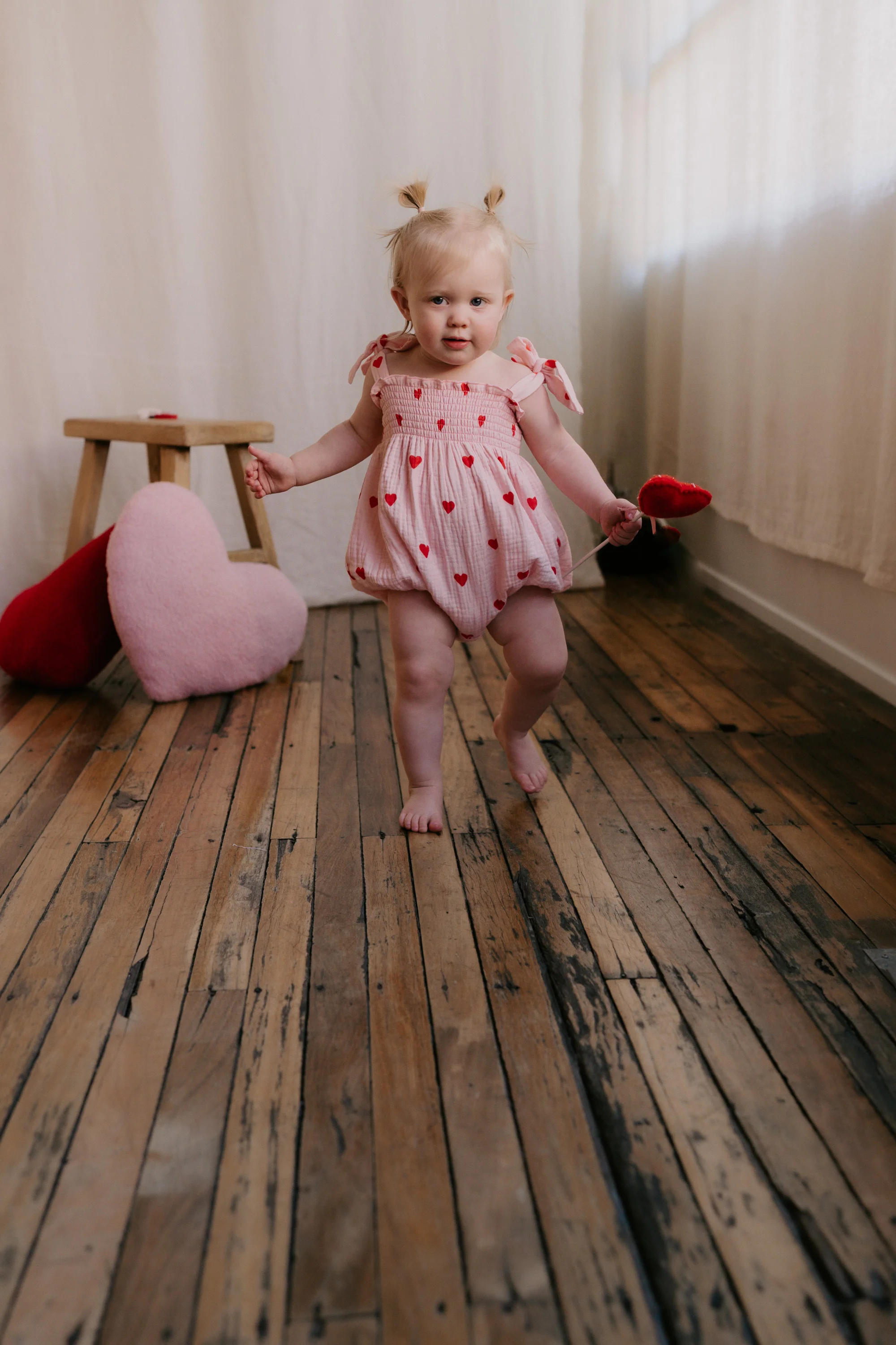 Tie Muslin Romper | Red Hearts - Image 5