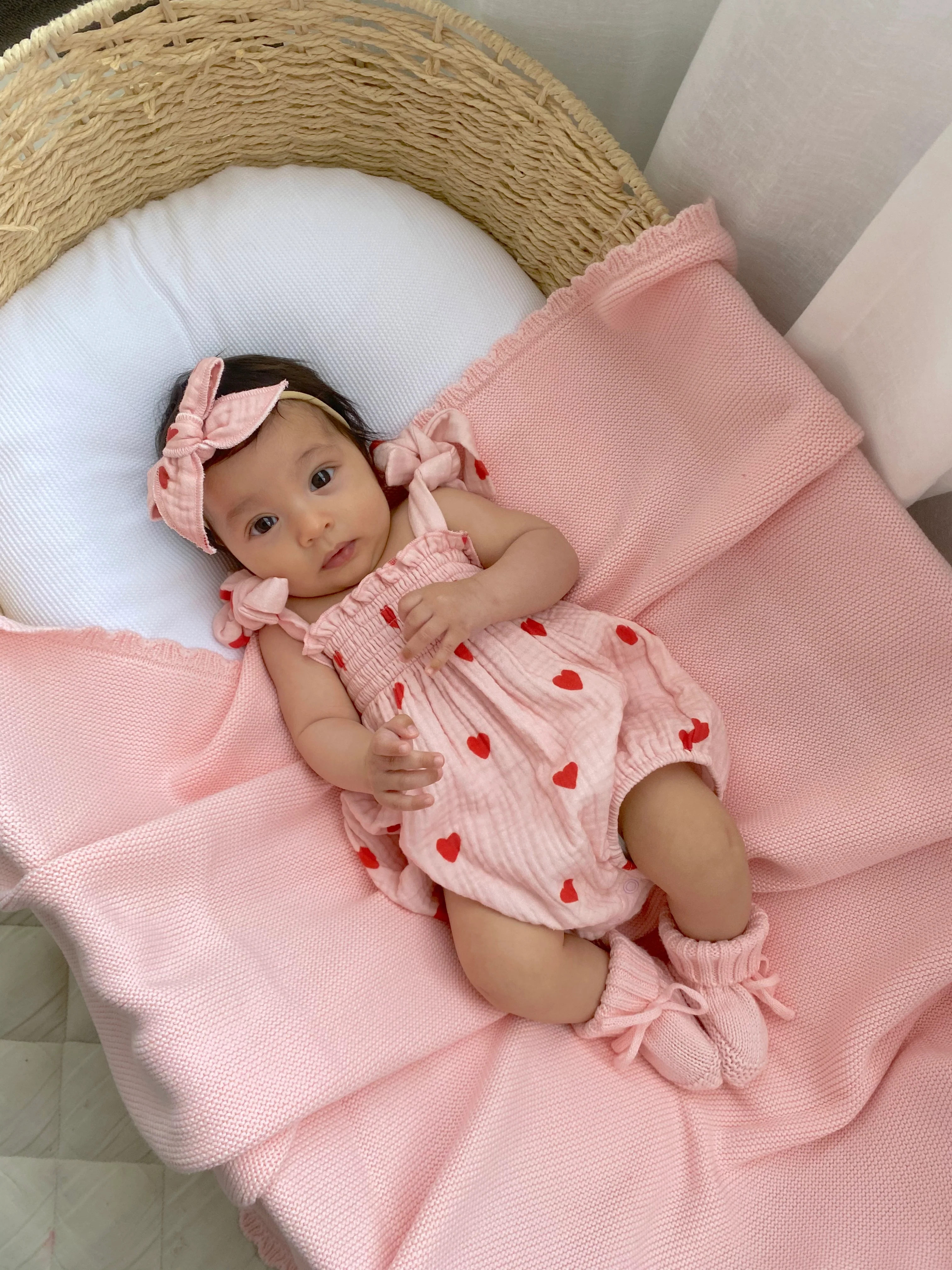 Tie Muslin Romper | Red Hearts - Image 6