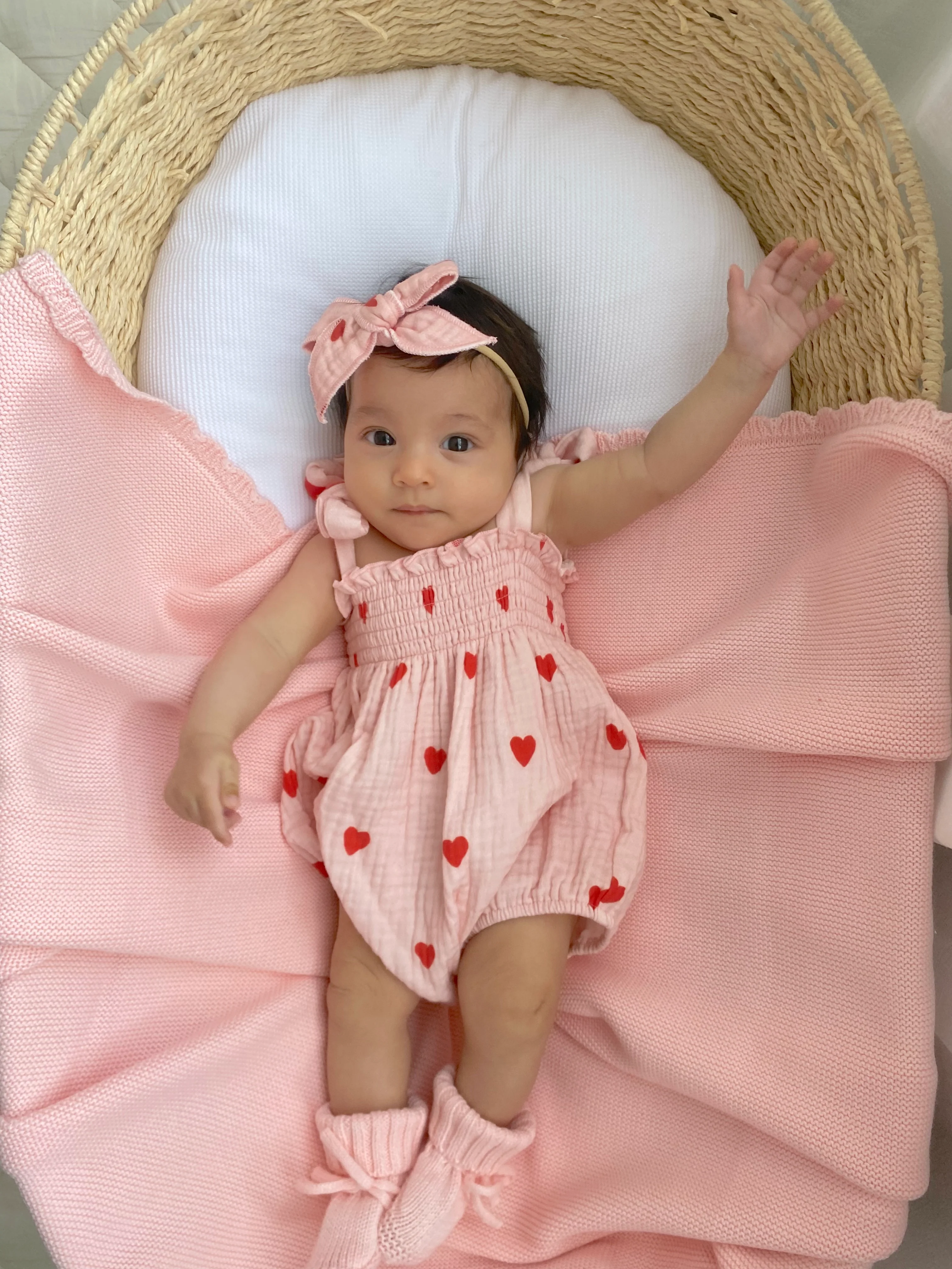 Tie Muslin Romper | Red Hearts - Image 7