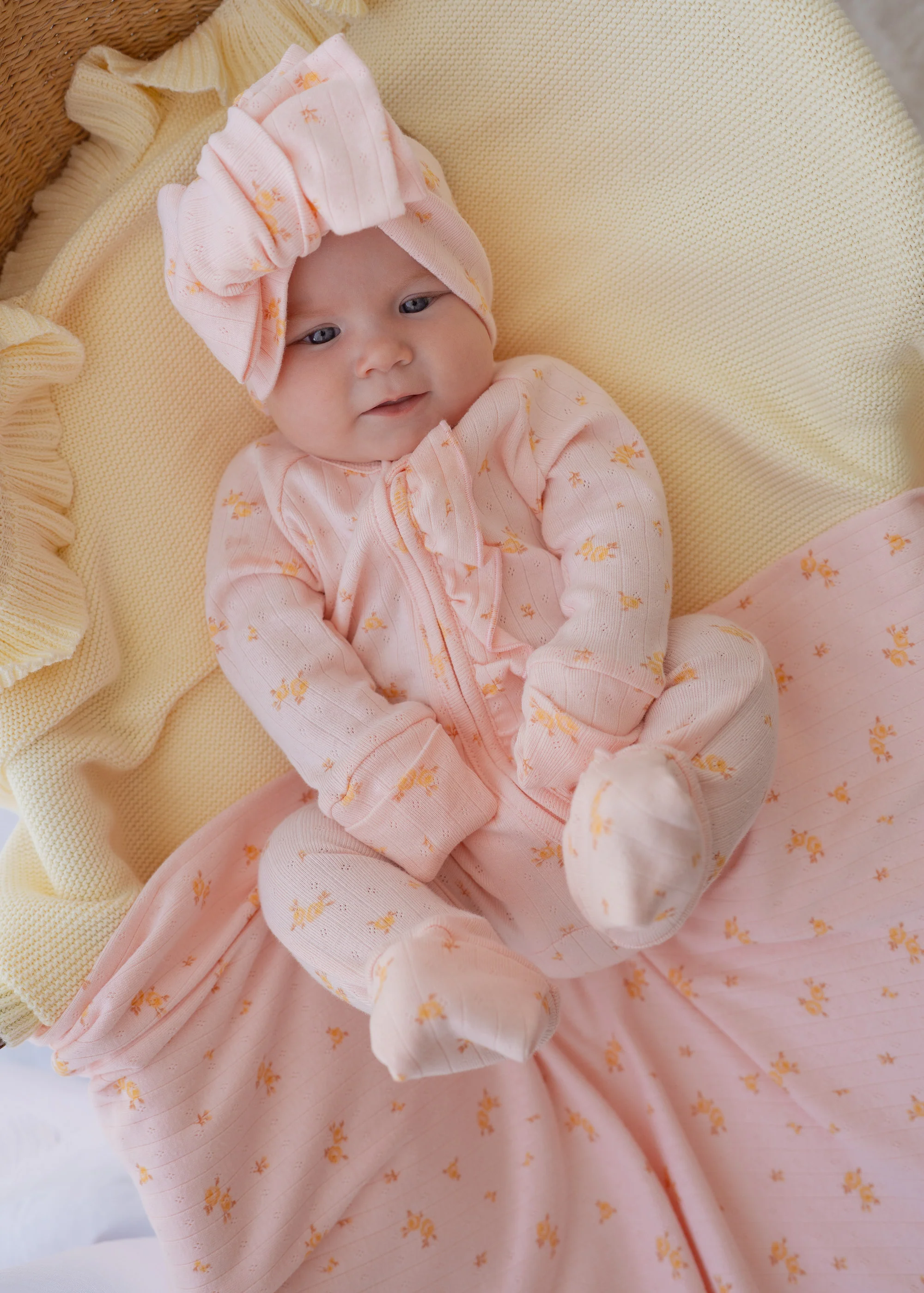 Essential Oversized Topknot | Tiny Yellow Floral Pointelle - Image 3