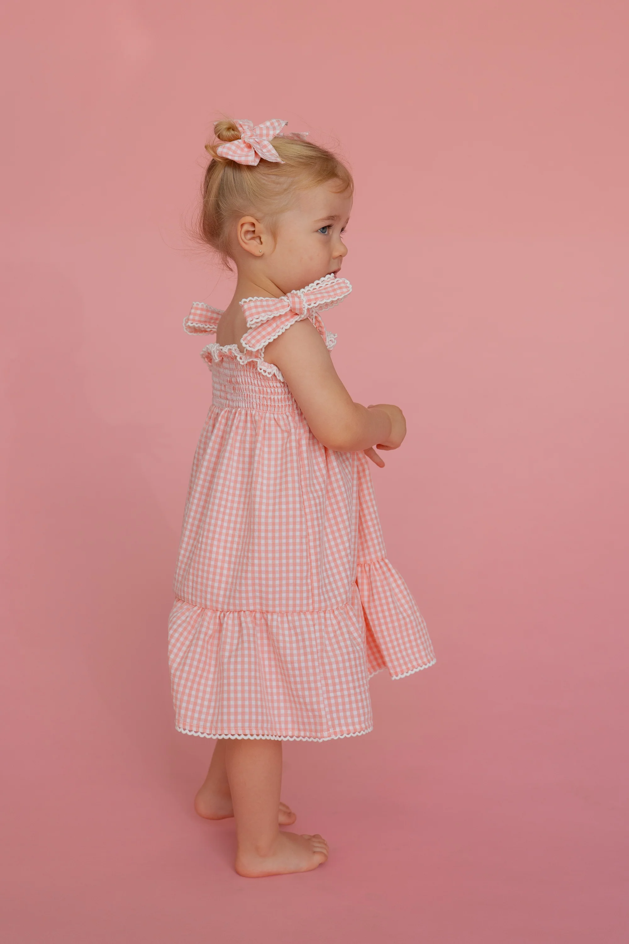 Tie Summer Dress | Pink Gingham - Image 4