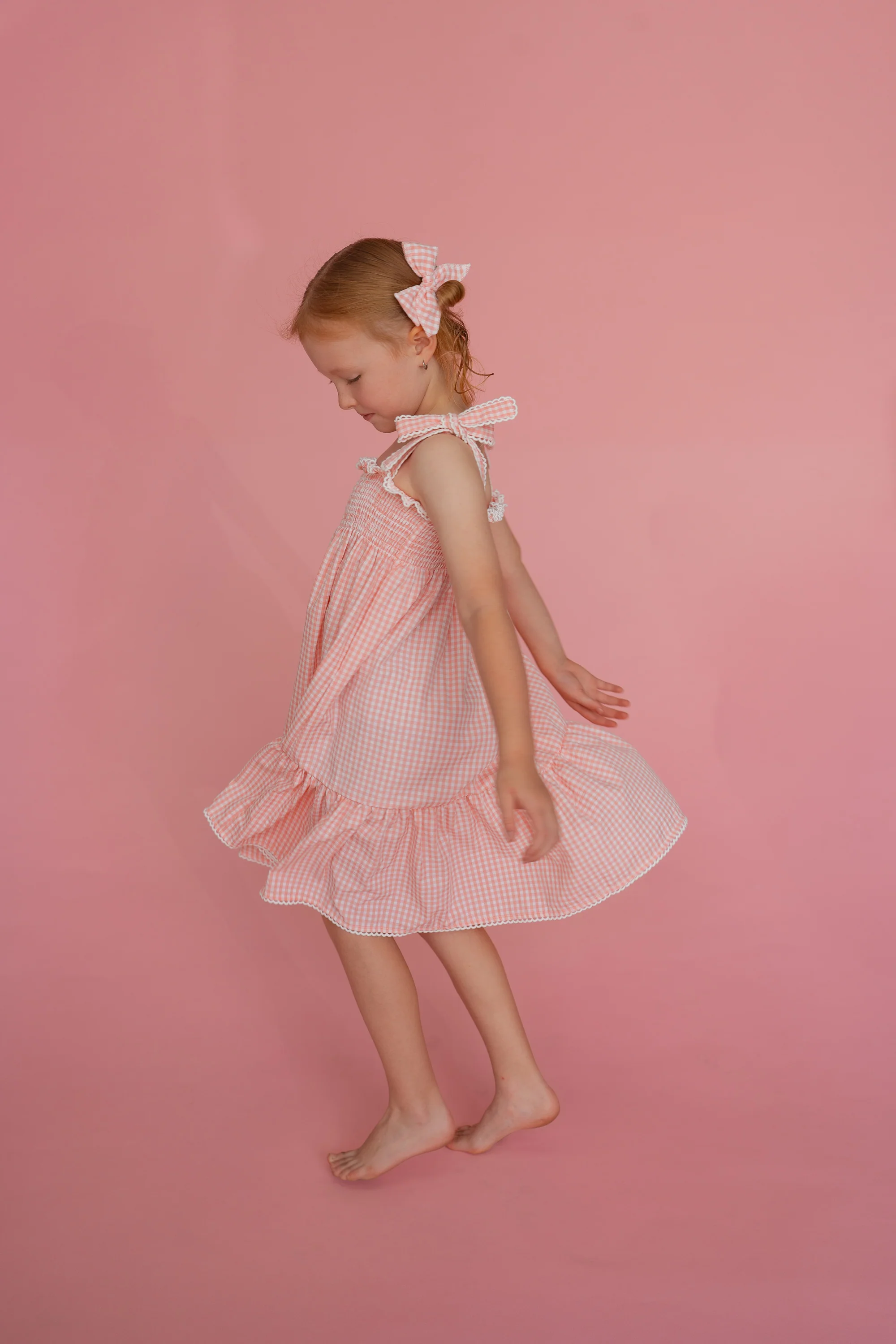 Tie Summer Dress | Pink Gingham - Image 5