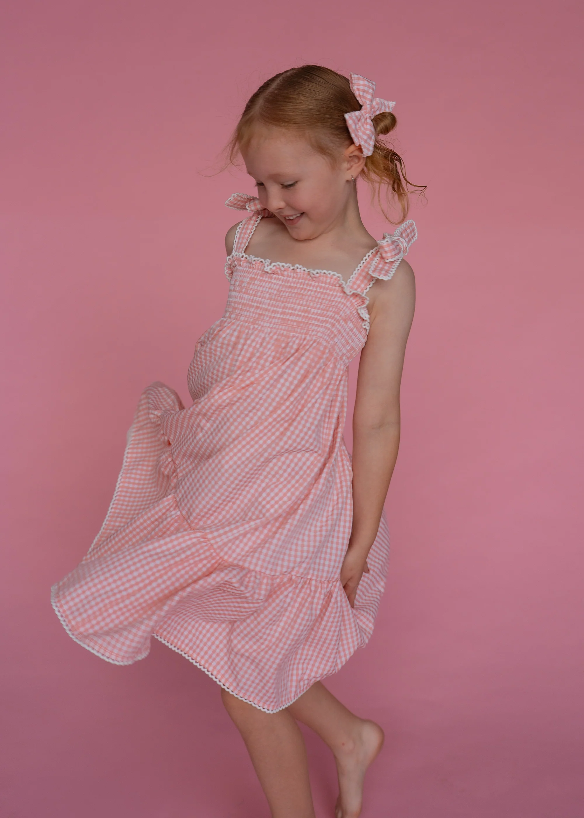 Tie Summer Dress | Pink Gingham - Image 9