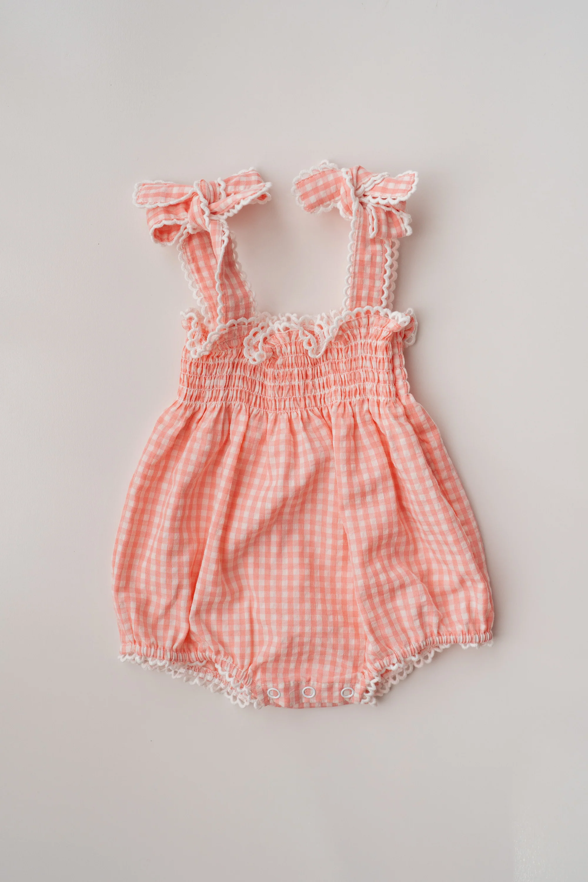 Tie Bubble Romper | Pink Gingham - Image 3
