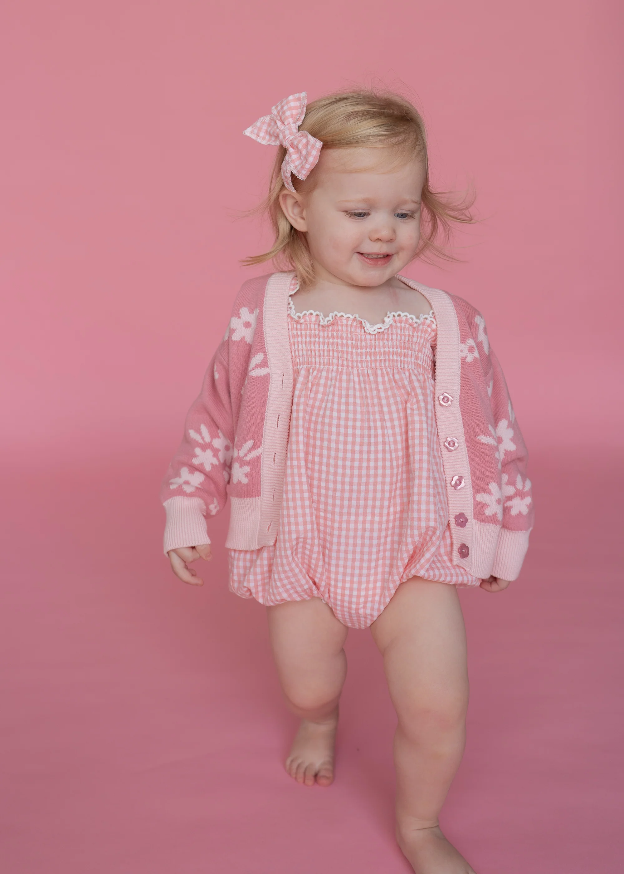 Tie Bubble Romper | Pink Gingham - Image 5