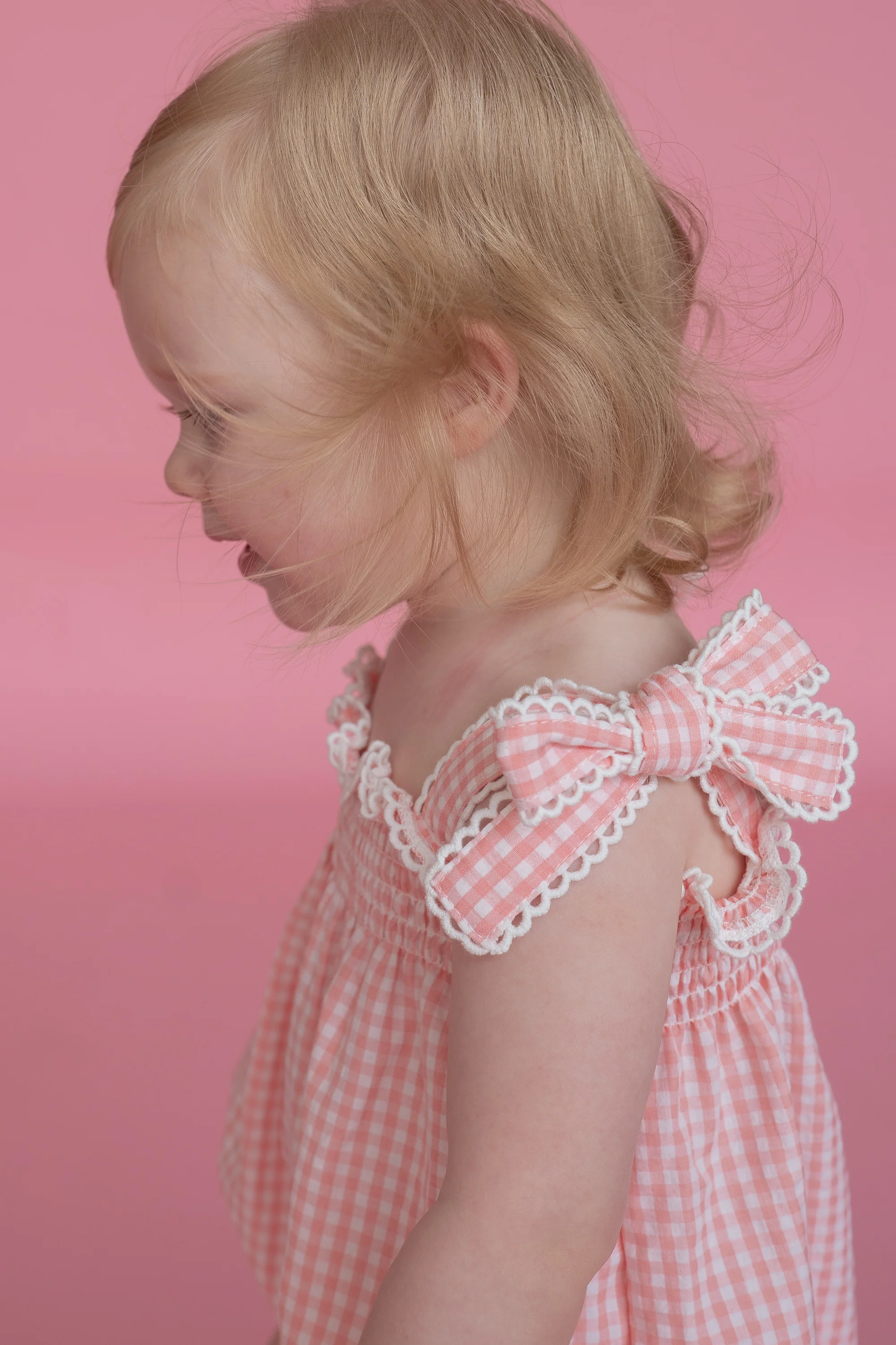 Tie Bubble Romper | Pink Gingham - Image 6