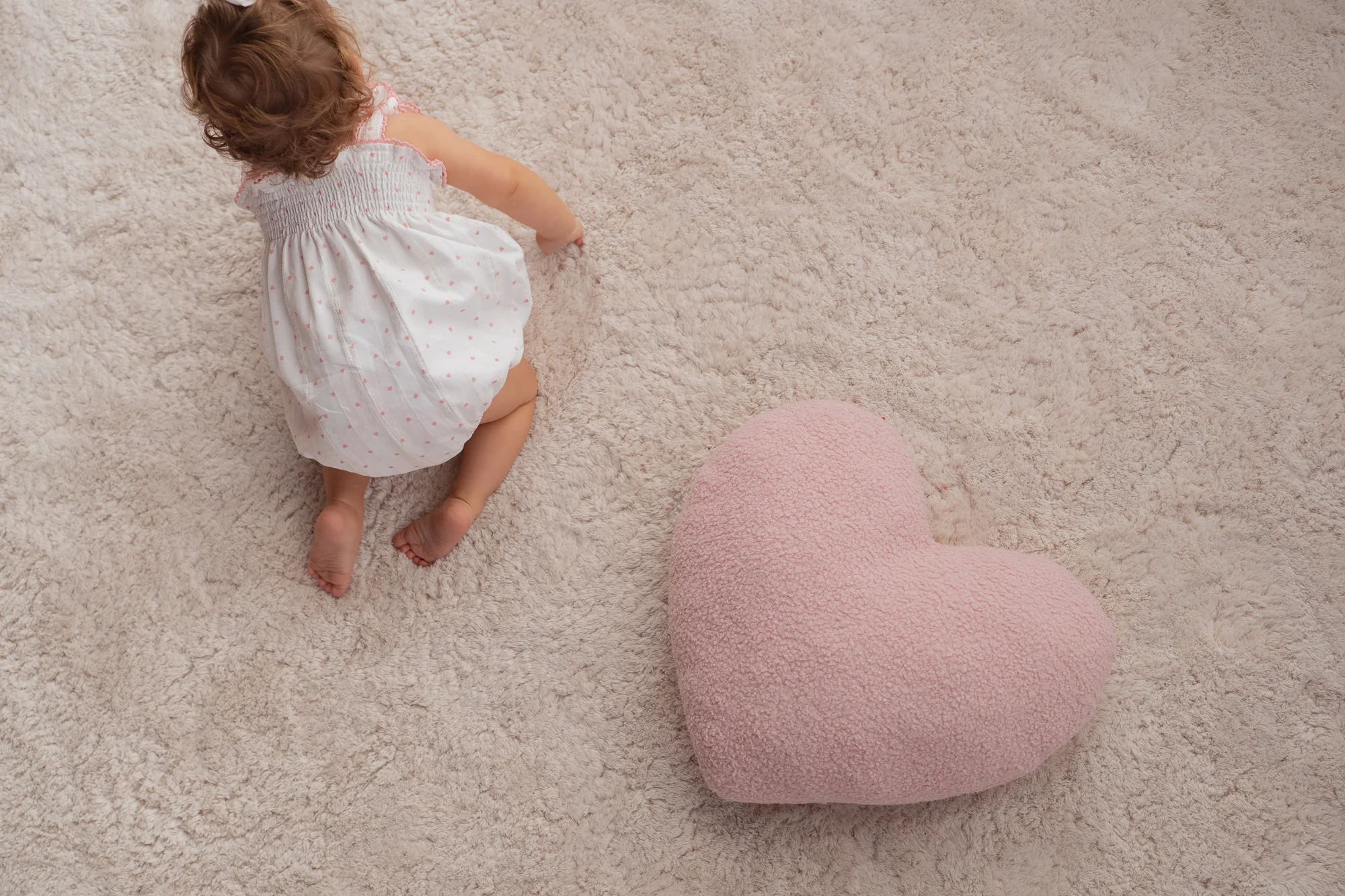 Tie Bubble Romper | Pink Hearts Cotton - Image 5