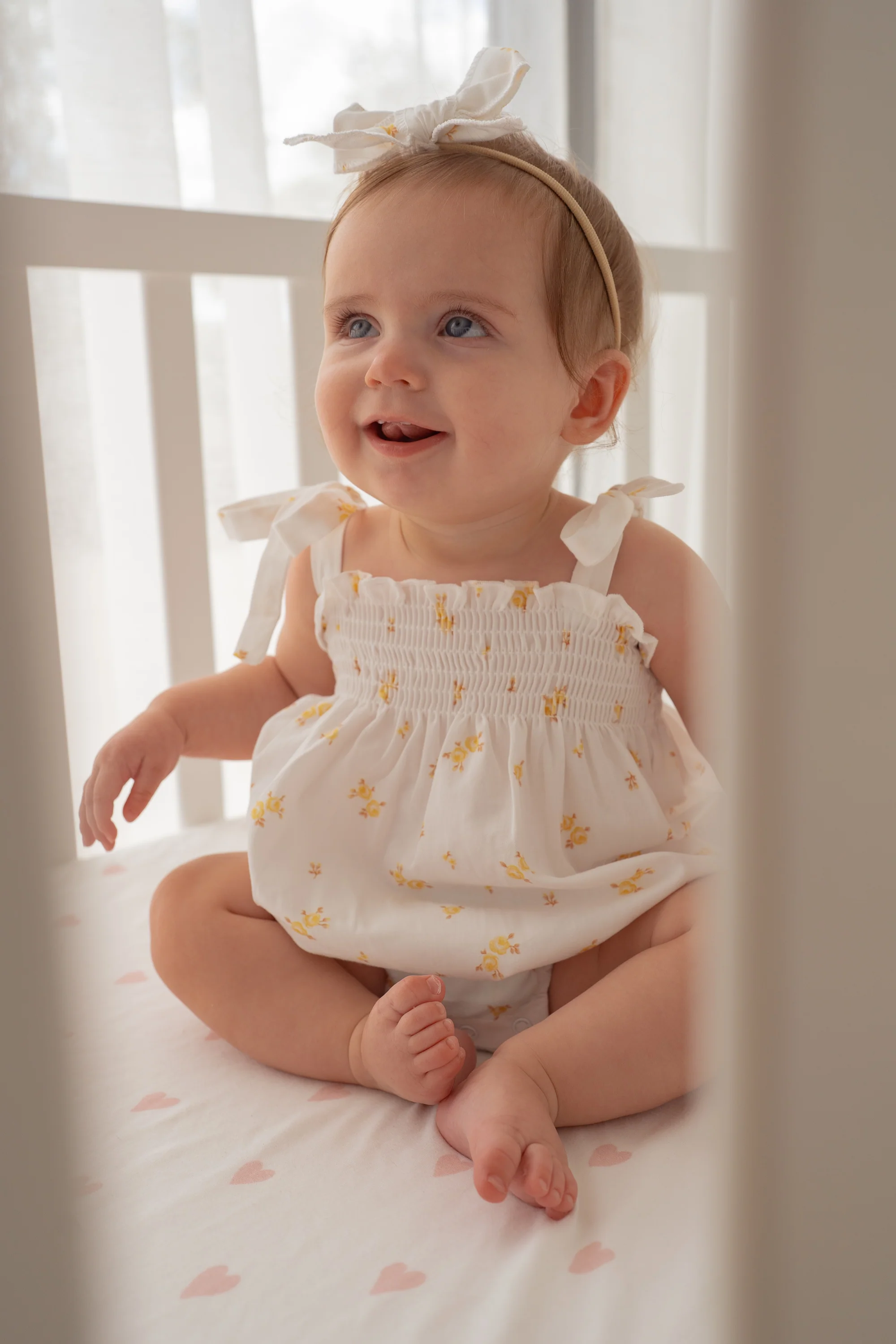 Tie Bubble Romper | Yellow Tiny Floral - Image 3