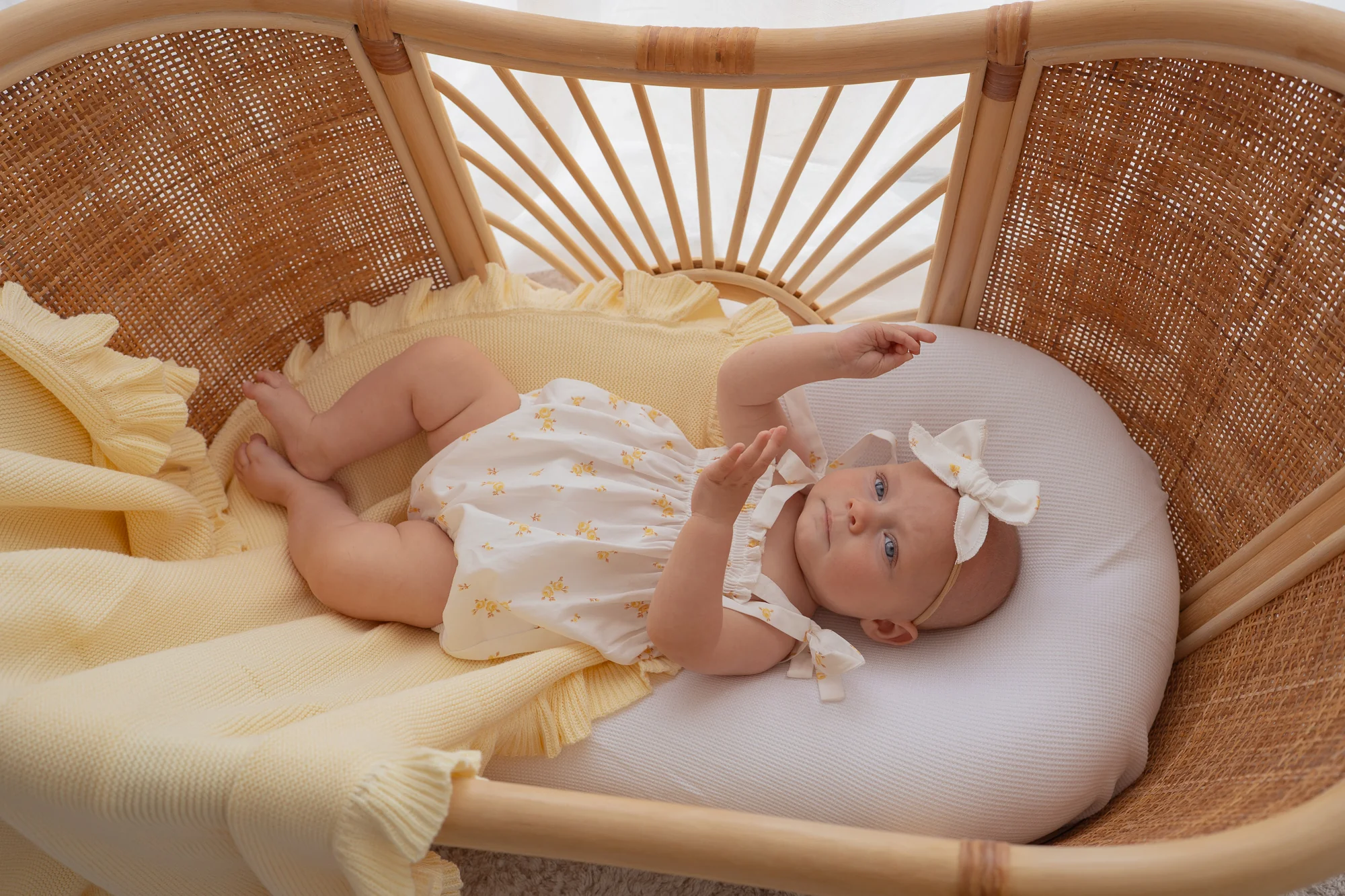 Tie Bubble Romper | Yellow Tiny Floral - Image 4