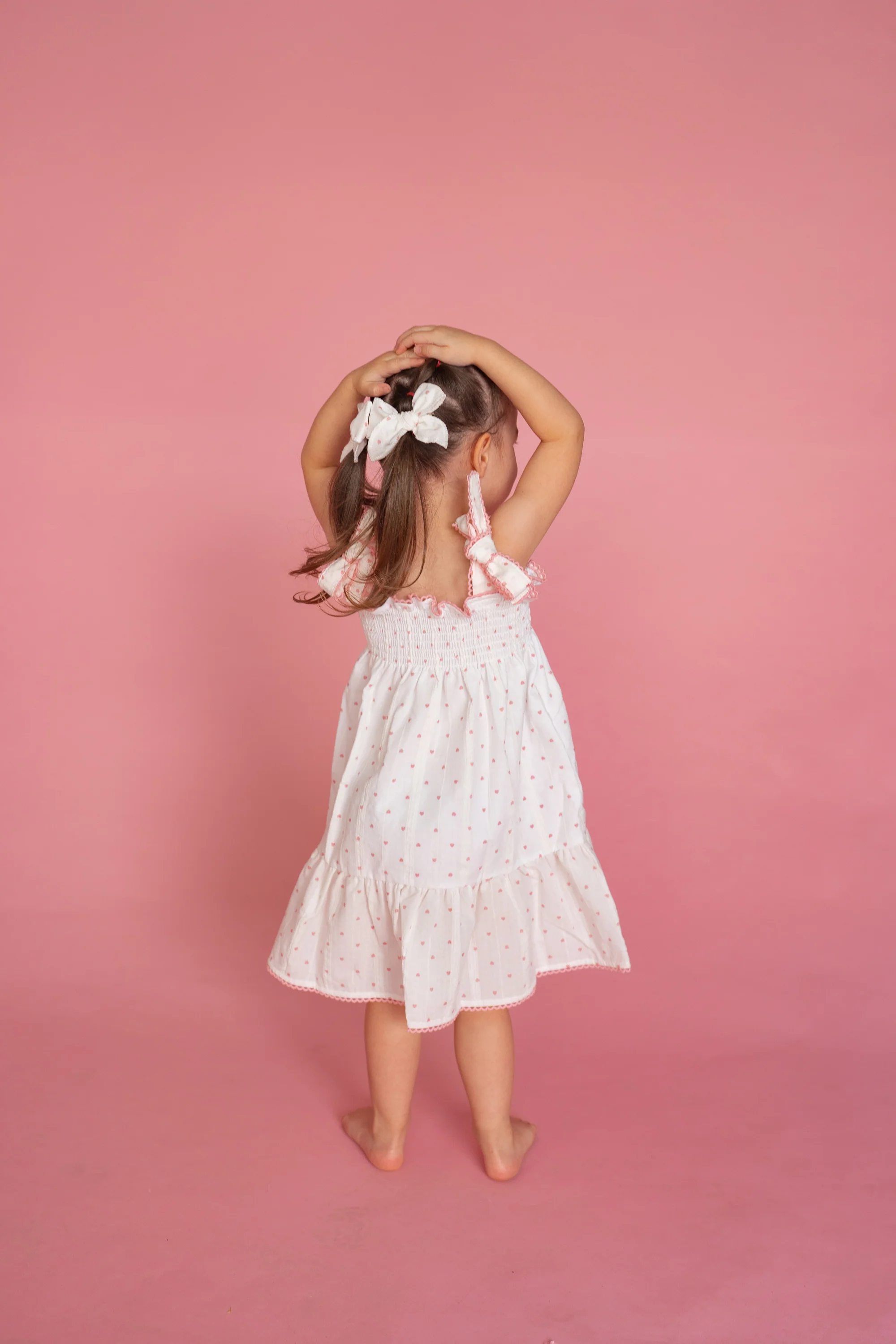 Tie Summer Dress | Pink Hearts Cotton - Image 4