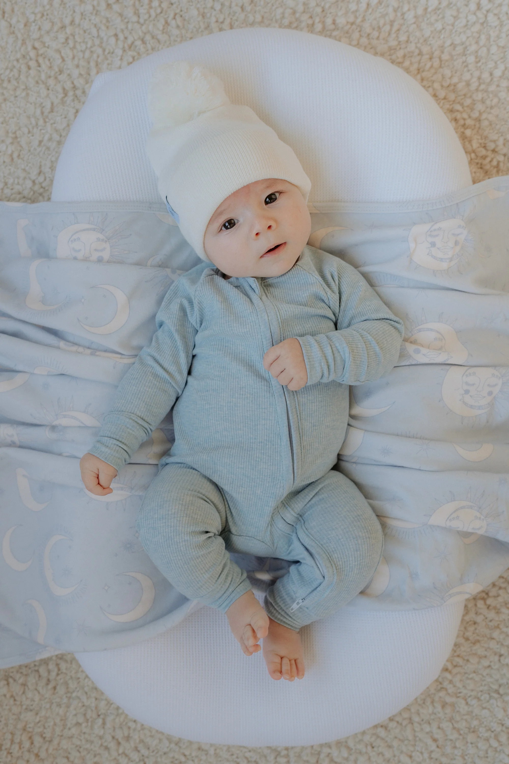 Zip Romper | Blue Marle Rib (NO FRILL) - Image 3