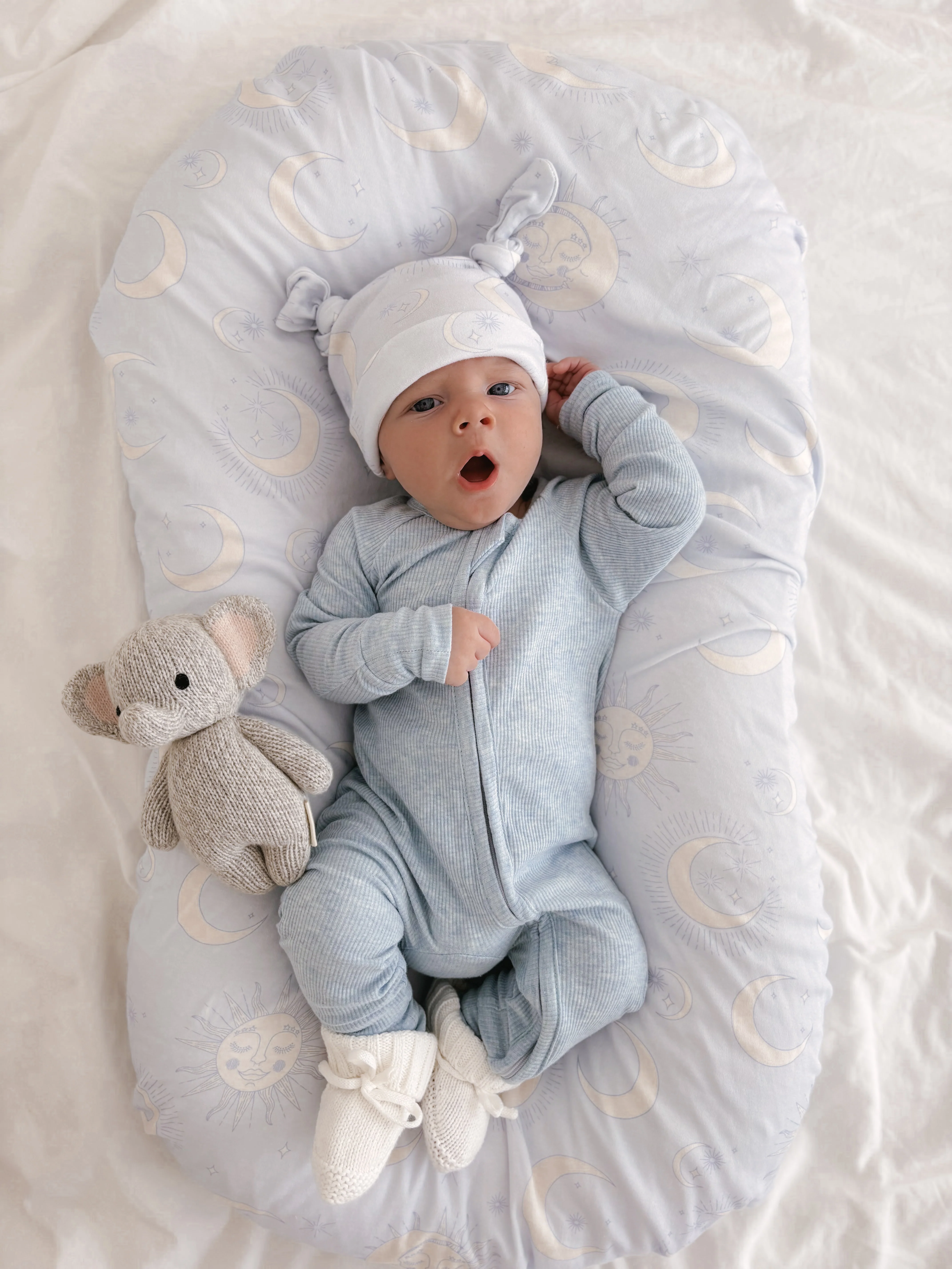 Zip Romper | Blue Marle Rib (NO FRILL) - Image 4