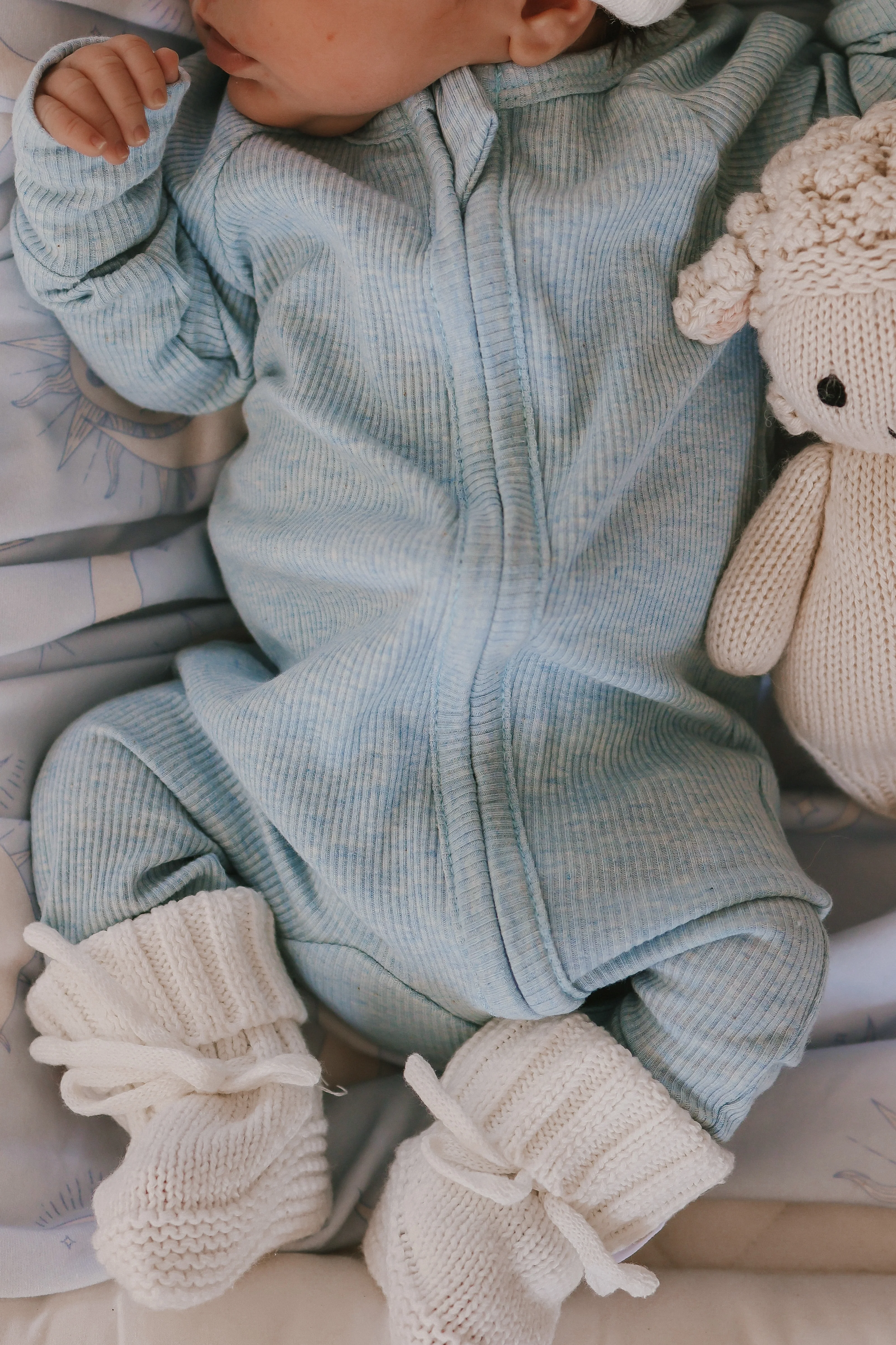 Zip Romper | Blue Marle Rib (NO FRILL) - Image 5