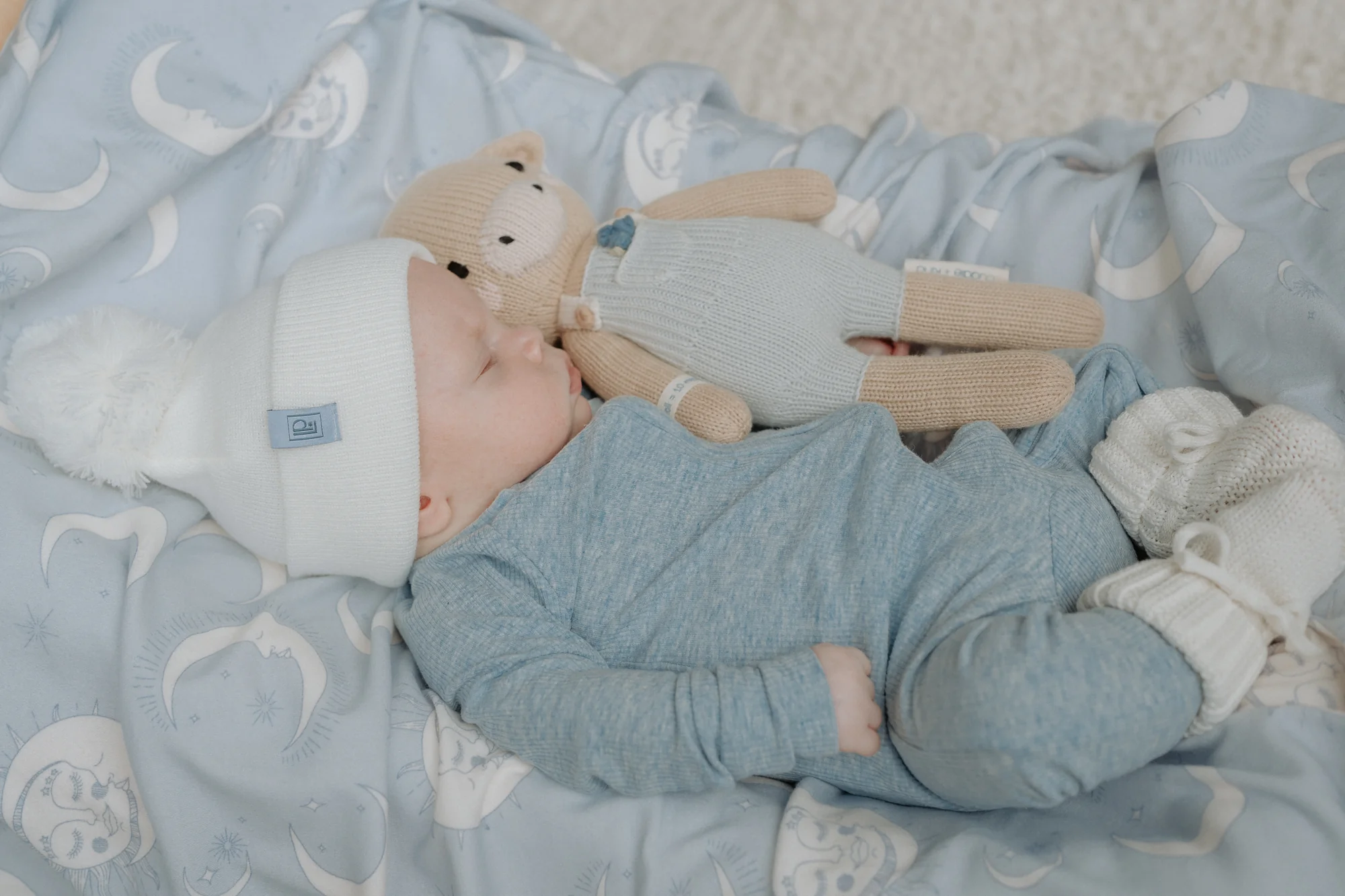 Zip Romper | Blue Marle Rib (NO FRILL) - Image 6